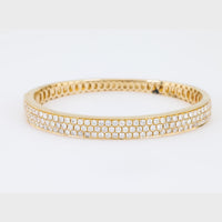 Modern 3.67 Carat Total Diamond Weight 14K Yellow Gold Bangle