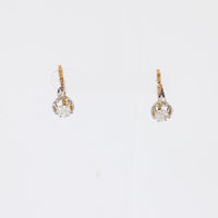 Edwardian French Diamond 18K Yellow Gold Sleeper Earrings