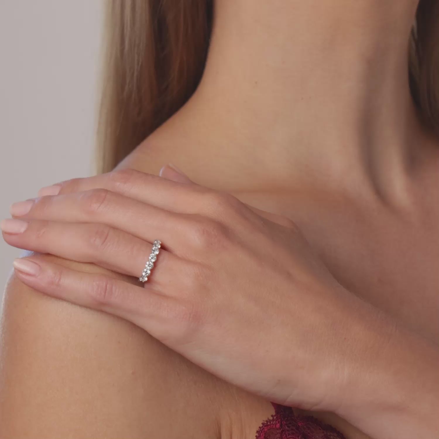 Vintage diamond 18k white gold half eternity band