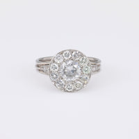 Art Deco Diamond Platinum Cluster Ring