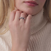 Mid Century diamond sapphire platinum band ring