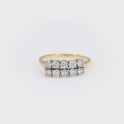 Vintage diamond 14k yellow and white gold two row ring
