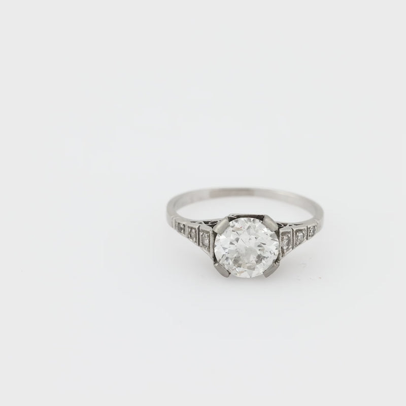 Art Deco GIA 1.07 carat diamond platinum engagement ring
