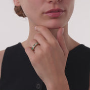 Edwardian emerald diamond 18k yellow gold ring