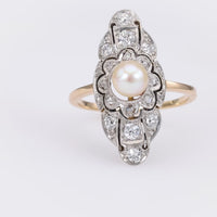 Pearl and Diamond Navette Ring