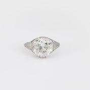 Art Deco GIA 2.89 carat diamond sapphire platinum engagement ring