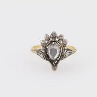 Victorian rose cut diamond 14k yellow gold and silver ring
