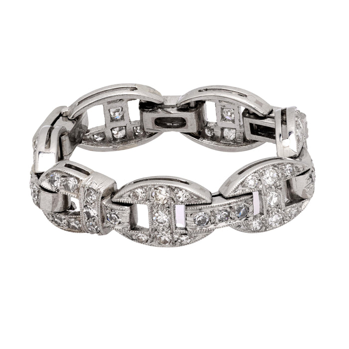 Art Deco diamond platinum chain link ring