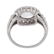 Edwardian GIA 0.91 carat rose cut diamond platinum cluster engagement ring