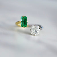 1.01ct Two-Tone Emerald & Diamond Toi et Moi Ring | Sausalito