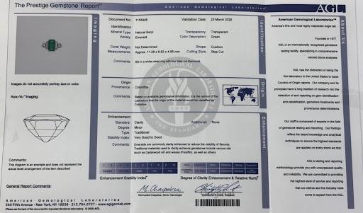 Art Deco AGL 2.65 carat Colombian emerald diamond platinum ring