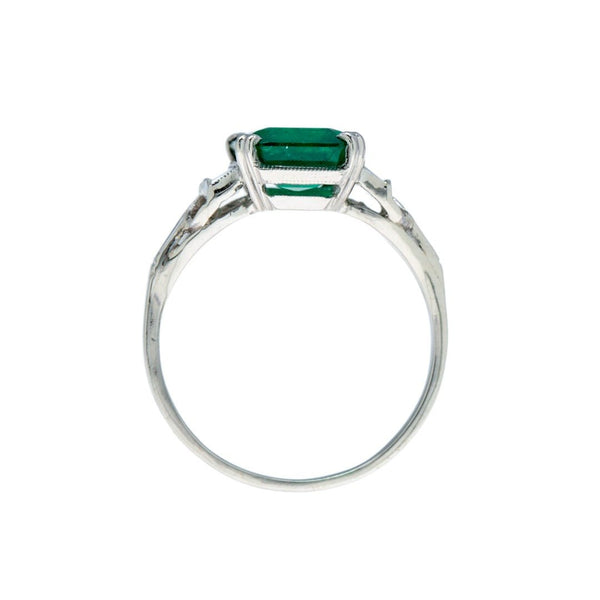 Pristine Art Deco Emerald Ring with Baguette Accents | Forestdale