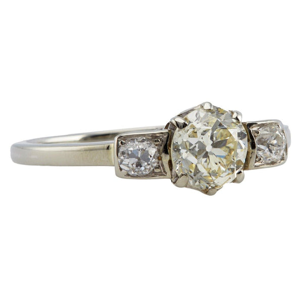 Art Deco 1.01ct Old Euro Three Stone Diamond Engagement Ring | Clancy