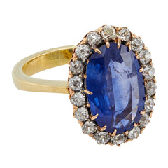Antique Victorian 3.50ct Sapphire & Diamond Halo Ring | Shrewsbury