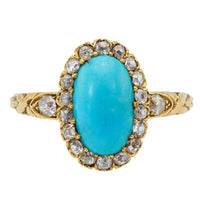 Antique Victorian Turquoise & Diamond Halo Ring | Aubervilliers