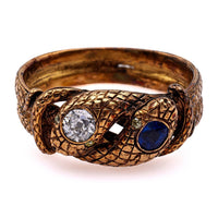 Victorian Era Antique Diamond & Sapphire Snake Ring | Almont