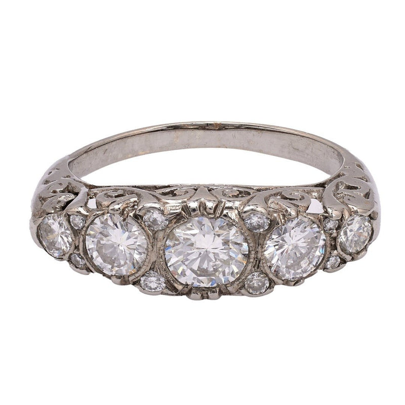 Vintage-Inspired Art Deco Five-Stone Diamond Band | Massaro