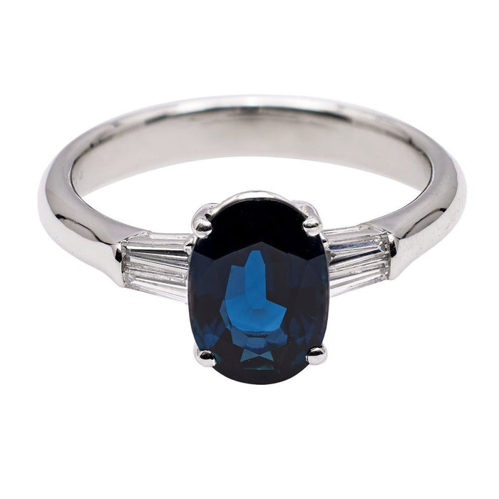 2.38ct Classic Modern Sapphire & Diamond Three-Stone Ring | Hatton