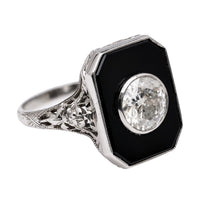 Art Deco 1.45ct Old European Diamond & Onyx Vintage Ring | Kingspire