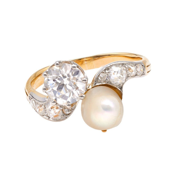 Antique Belle Époque Pearl & Diamond Toi et Moi Ring | Nobleton