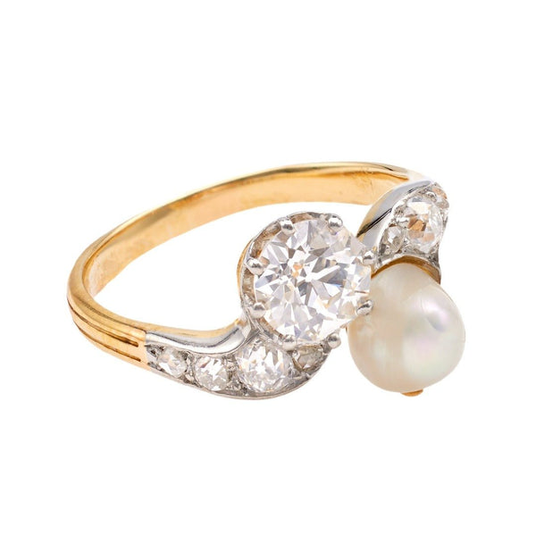Antique Belle Époque Pearl & Diamond Toi et Moi Ring | Nobleton