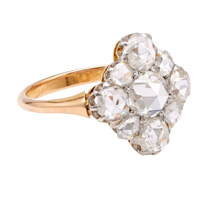 Antique 2.00ct Rose Cut Diamond Cluster Engagement Ring | Fitzrovia