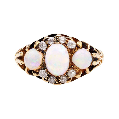 Antique Opal Three Stone Ring with English Hallmarks | Grove Hill