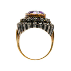 Grand Antique Victorian Amethyst & Double Halo Diamond Ring | Hope Bay