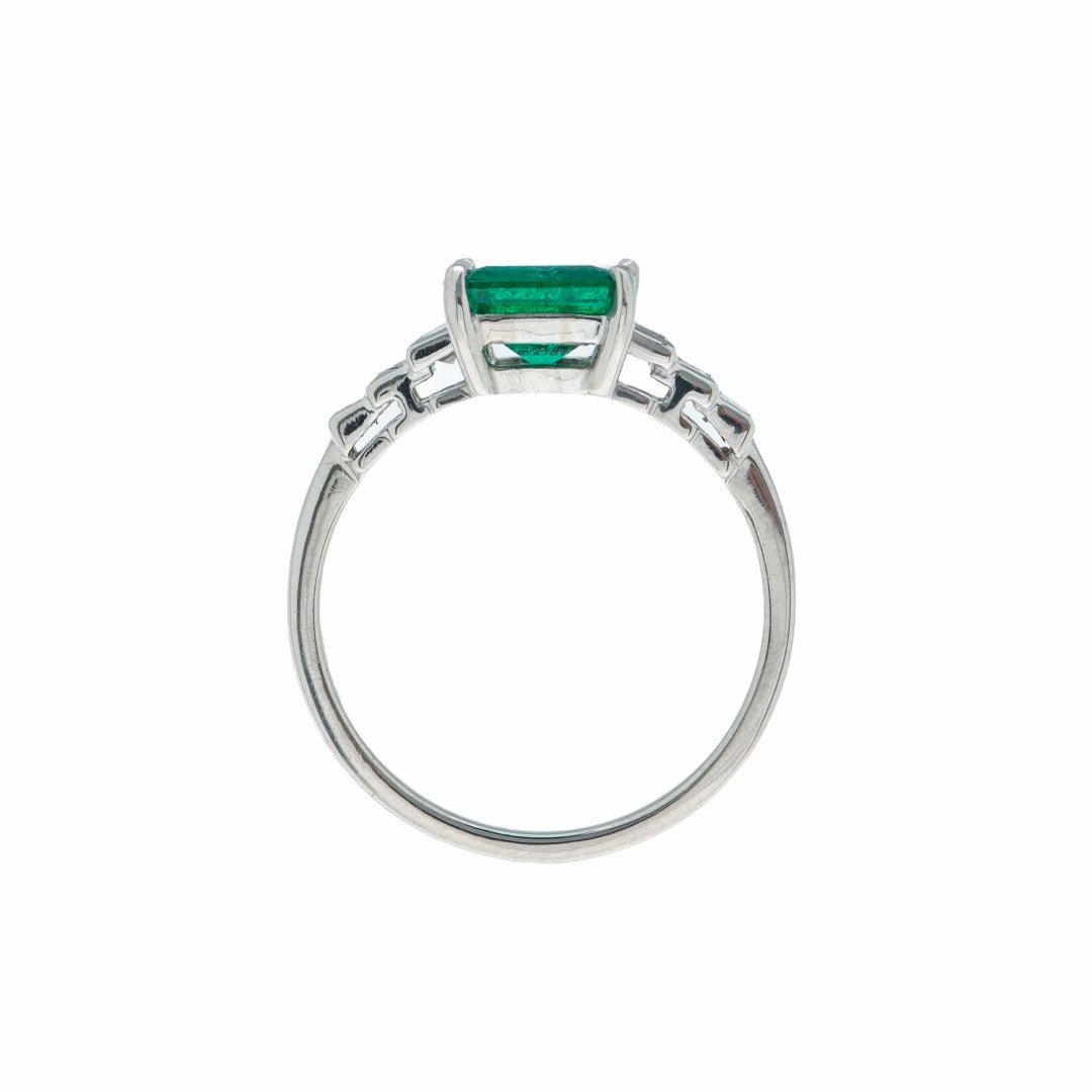 Art Deco Inspired Emerald & Diamond Ring | Emerald Novato