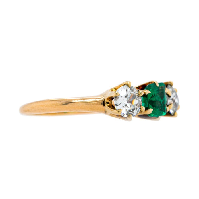 Fabulous & Affordable Victorian Emerald & Diamond Three-Stone Ring | Greenbrae