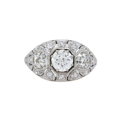 Impeccable Edwardian Bombe Three-Stone Diamond Ring | Hilliard