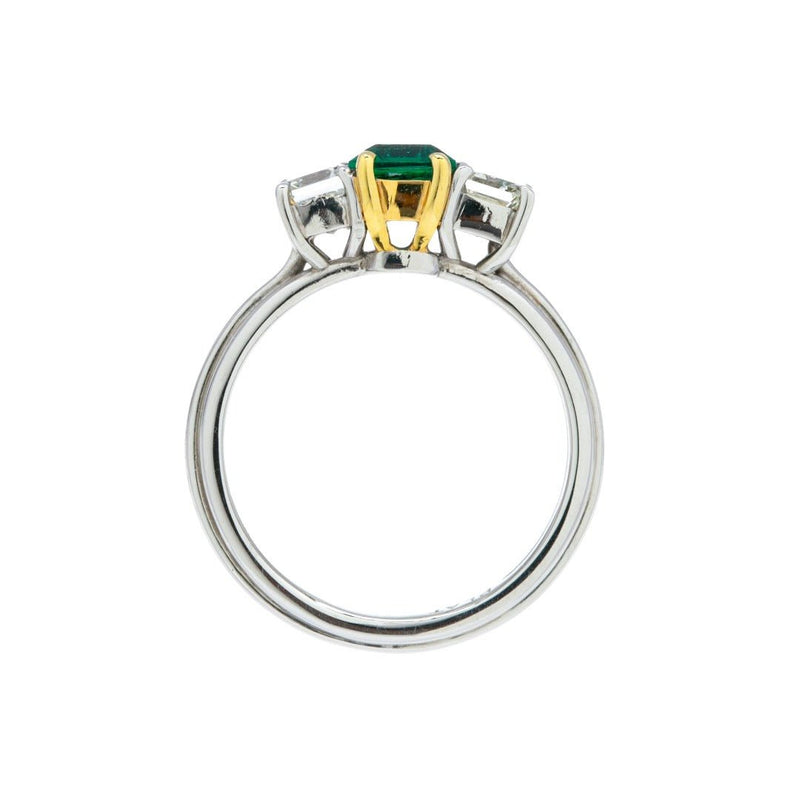 Sweet Emerald & Diamond Three-Stone Mixed-Metal Ring | Sequoia Valley