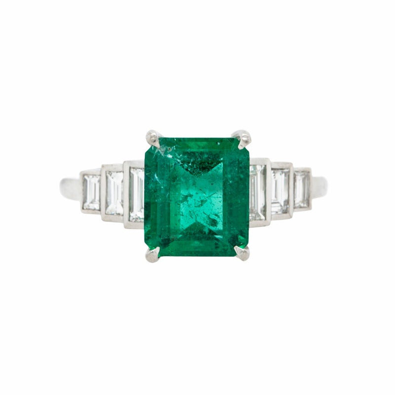 Art Deco Inspired Emerald & Diamond Ring | Emerald Novato