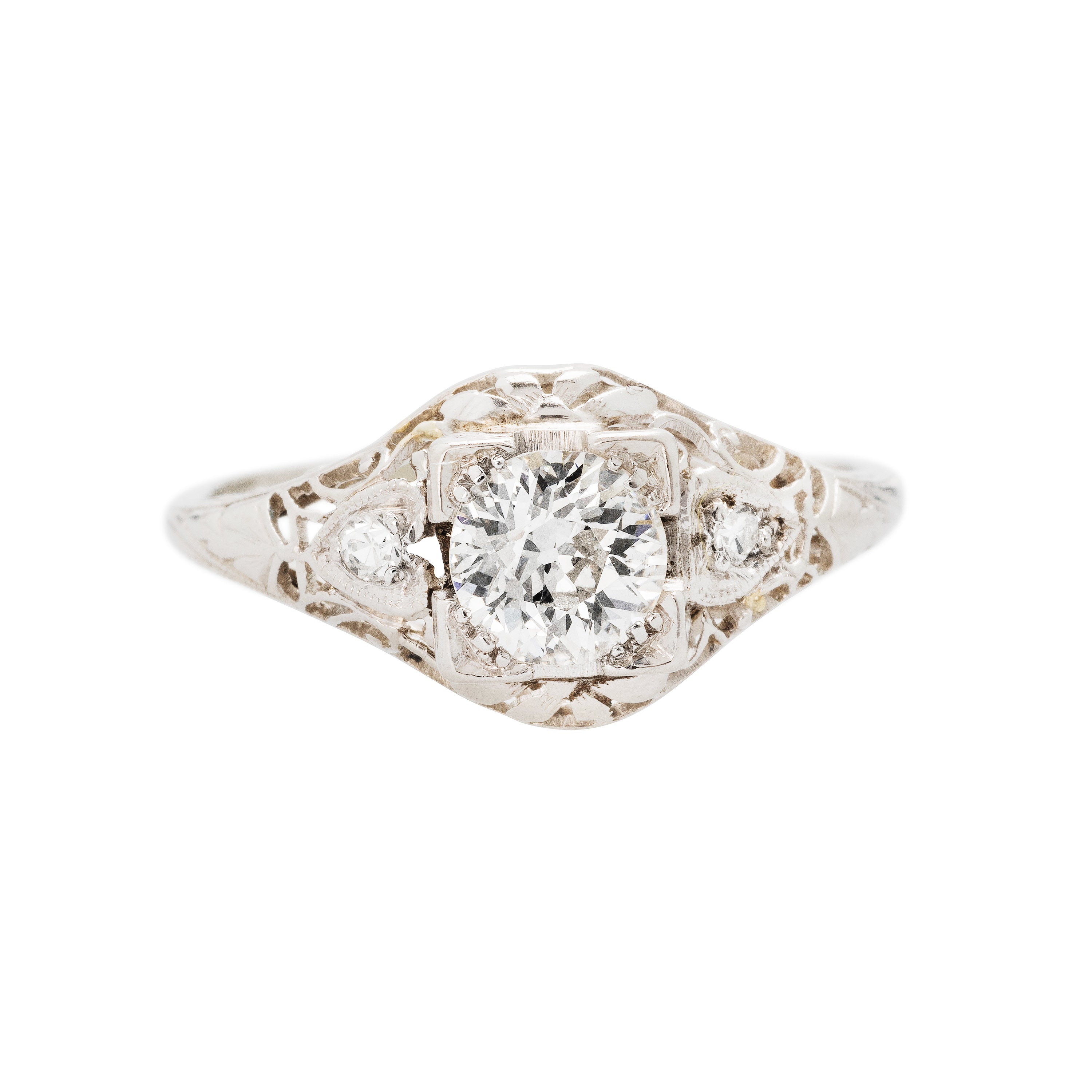 Alta Visa platinum and diamond engagement ring from the Art Deco era.