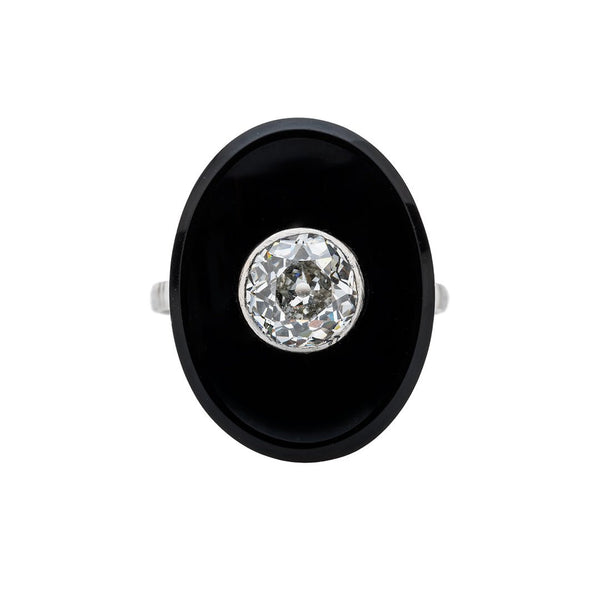 Unique Art Deco Vintage Antique Onyx & Diamond Engagement Ring | Black Forest