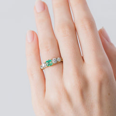 An Elegant and Authentic Victorian Era Emerald and Diamond Ring on hand