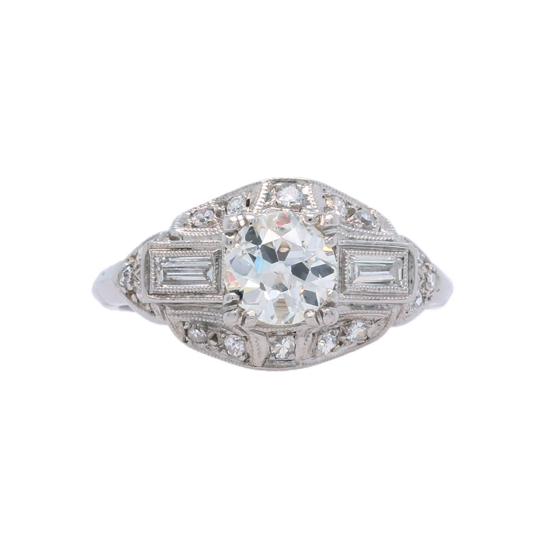 A Lovely and Authentic Art Deco Platinum and Diamond Engagement Ring