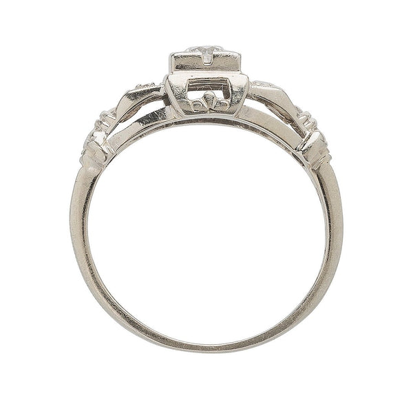 Adorable and authentic Late Art Deco 18k White Gold and Diamond Engagement Ring | Cottage Grove