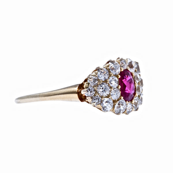 Crawford Court | Authentic Victorian Era 18k yellow gold ruby and diamond cluster ring