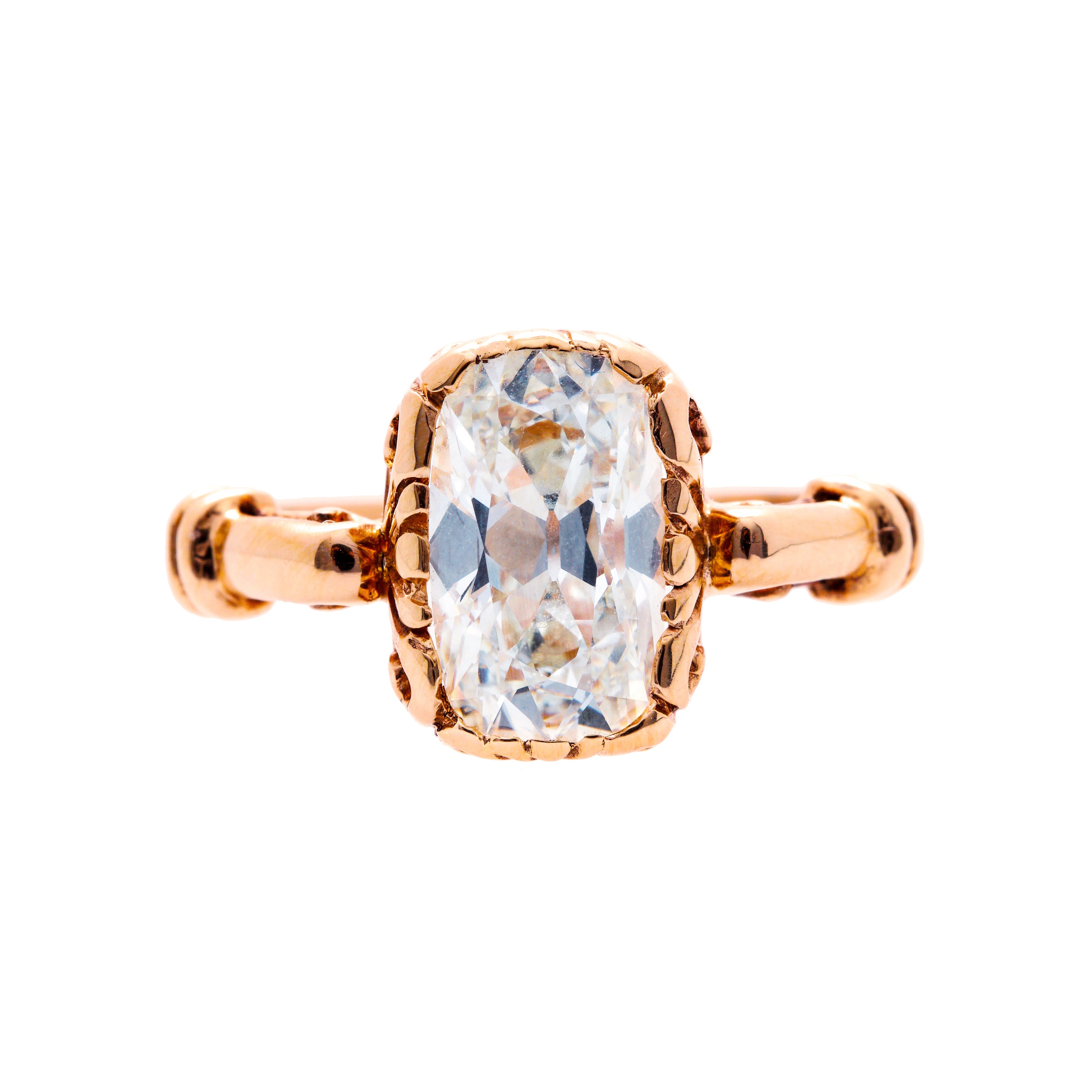 Magnificent Antique Cushion Cut Diamond and 18k Rose Gold Vintage Engagement Ring | Deephaven