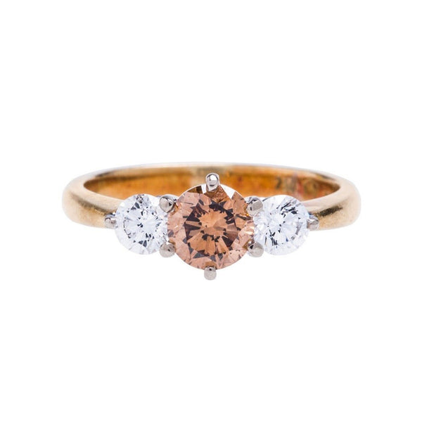 An Amazing Three Stone Fancy Colored Diamond Engagement Ring