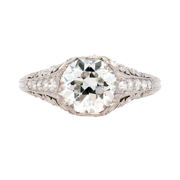 Magnificent and Authentic Edwardian Era Platinum and Diamond Engagement Ring | Fairmount