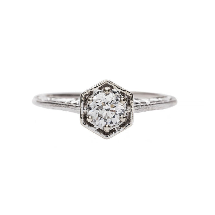 Art Deco Inspired Solitaire Engagement Ring