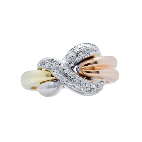 A Fabulous Tri-Colored 18k Gold and Diamond Contemporary Ring | Firorre 