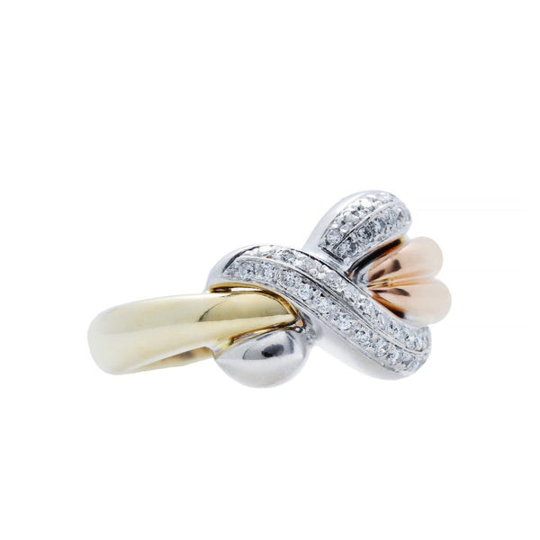 A Fabulous Tri-Colored 18k Gold and Diamond Contemporary Ring | Firorre 