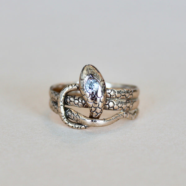 Amazing And Authentic Victorian era 18k Rose Gold and Diamond Snake Ring | Garstill