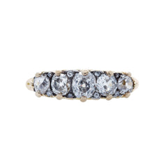 An Elegant and Authentic Victorian era 18k Yellow Gold and Diamond Five Stone Ring | Grenly