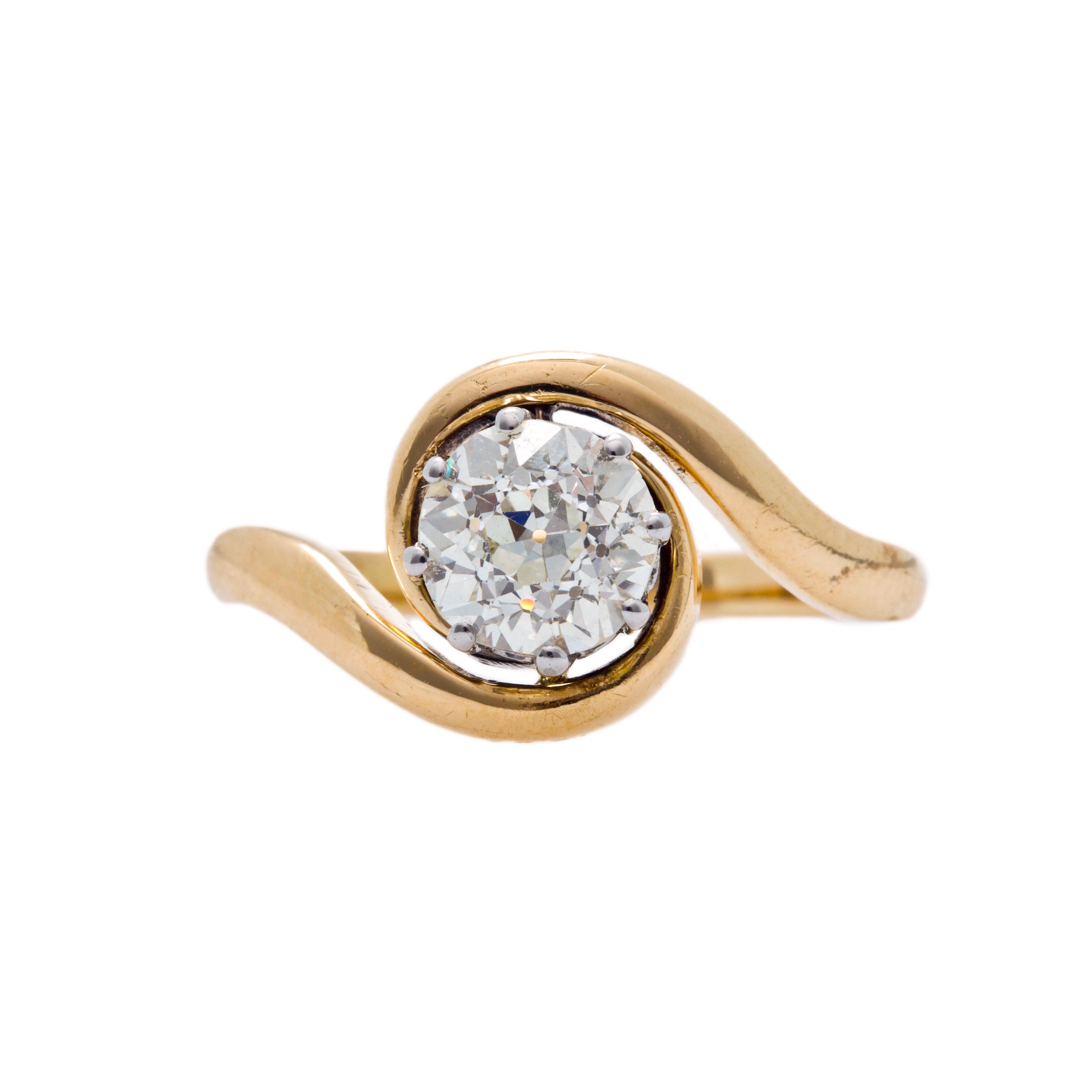 Beautiful and Authentic 1960's Platinum and 18k Yellow Gold Swirl Ring | Hemlock Hills