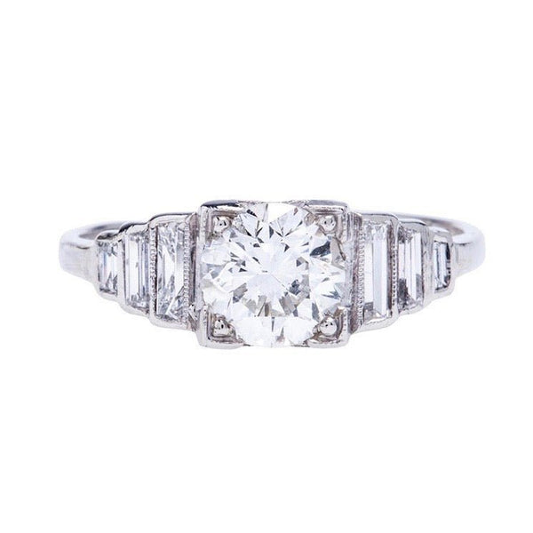Fabulous and Authentic Art Deco Platinum and Diamond Engagement Ring