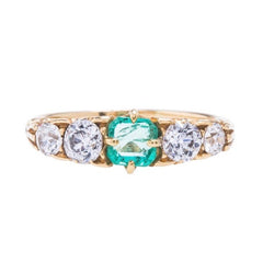 An Elegant and Authentic Victorian Era Emerald and Diamond Ring
